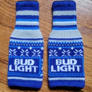 *NEW* Set of (2) Bud Light Ugly Sweater Knit Koozies/Coolies